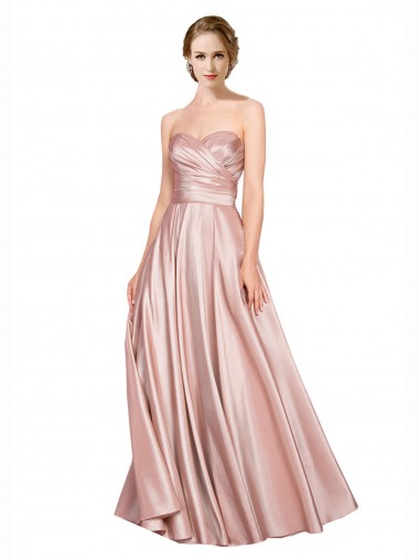 Achat Trapèze Sans bretelle Satiné Stretch Longue Formelles Robes demoiselle d'honneur / Robes de soirée / Robes de bal