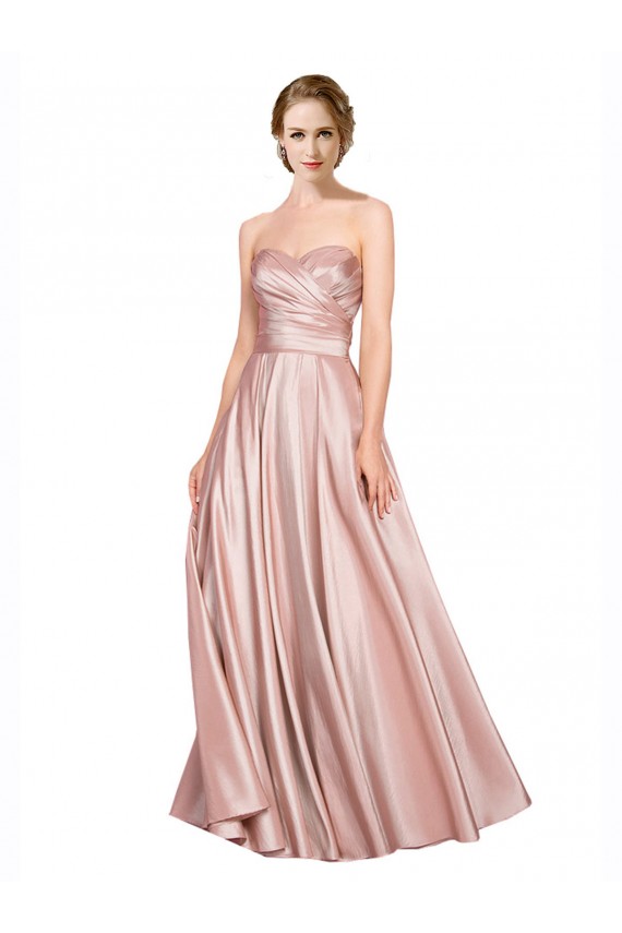 Achat Trapèze Sans bretelle Satiné Stretch Longue Formelles Robes demoiselle d'honneur / Robes de soirée / Robes de bal