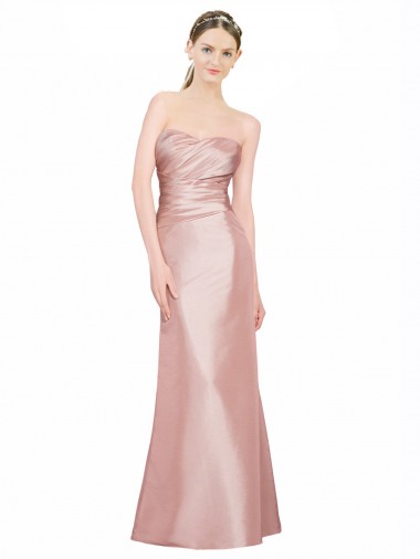 Achat Trapèze Sans bretelle Satiné Stretch Longue Formelles Robes demoiselle d'honneur / Robes de soirée / Robes de bal