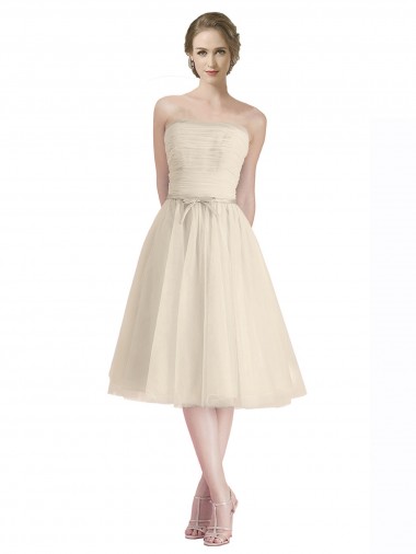 Achat Trapèze Sans bretelle Tulle Courte Robes demoiselle d'honneur / Robes de cocktail