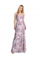 Achat Trapèze Satiné Stretch Floral Longue Formelles Robes demoiselle d'honneur / Robes de soirée