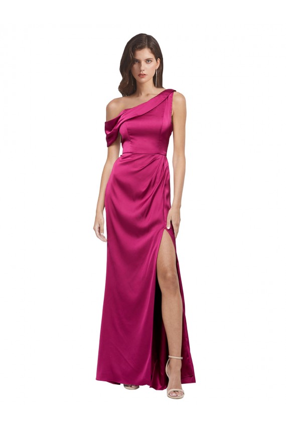 Achat Trapèze Satiné Stretch Longue Formelles Robes demoiselle d'honneur / Robes de soirée / Robes de bal