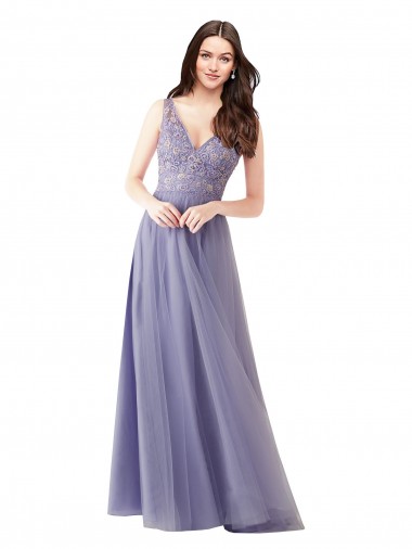 Achat Trapèze Tulle Dentelle Longue Robes demoiselle d'honneur
