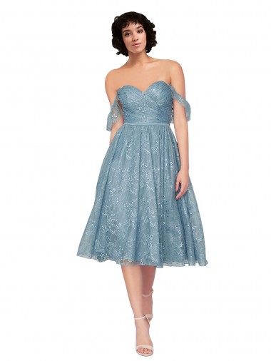 Achat Trapèze Épaule Dénudée Dentelle Courte Robes demoiselle d'honneur / Robes de cocktail