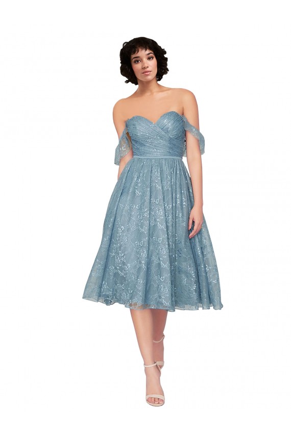 Achat Trapèze Épaule Dénudée Dentelle Courte Robes demoiselle d'honneur / Robes de cocktail