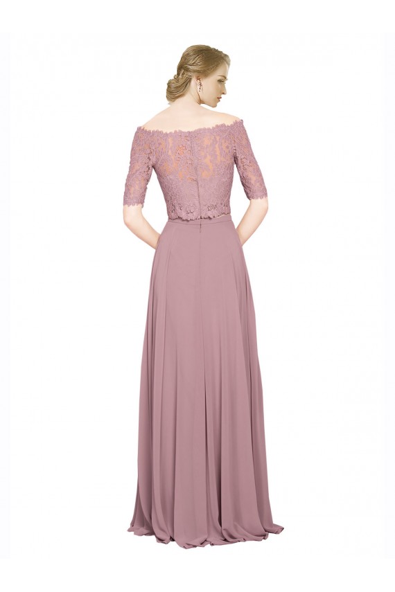 Achat Trapèze Épaule Dénudée Mousseline Dentelle Longue Robes demoiselle d'honneur / Robes de bal