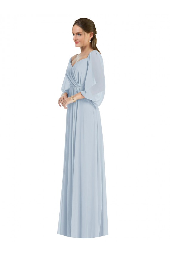 Achat Trapèze Épaule Dénudée Mousseline Longue Formelles Robes demoiselle d'honneur / Robes de soirée