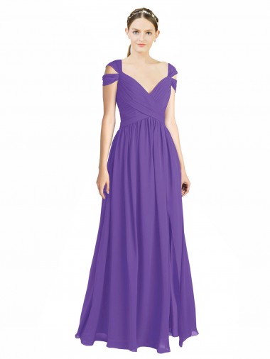 Achat Trapèze Épaule Dénudée Mousseline Longue Robes demoiselle d'honneur