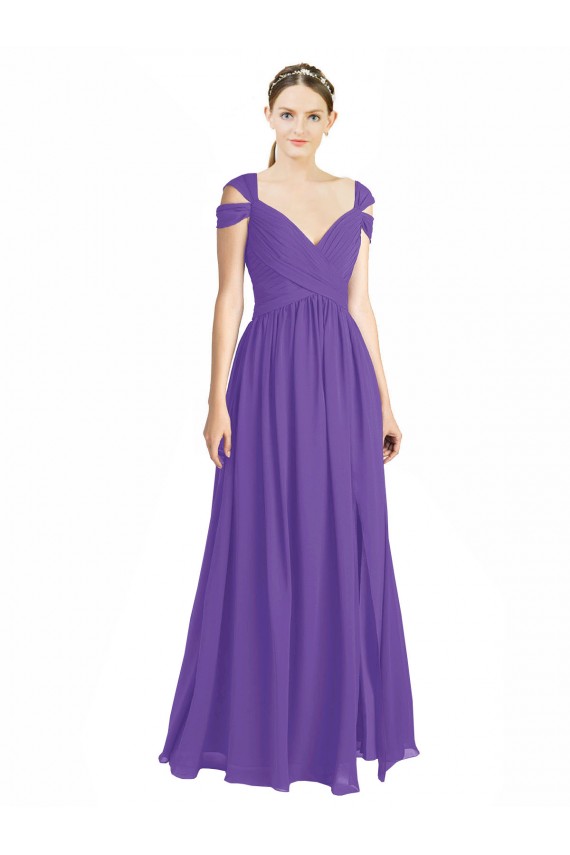 Achat Trapèze Épaule Dénudée Mousseline Longue Robes demoiselle d'honneur