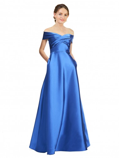 Achat Trapèze Épaule Dénudée Satiné Longue Formelles Robes demoiselle d'honneur / Robes de soirée / Robes de bal