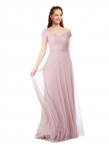 Achat Trapèze Épaule Dénudée Tulle Longue Robes demoiselle d'honneur