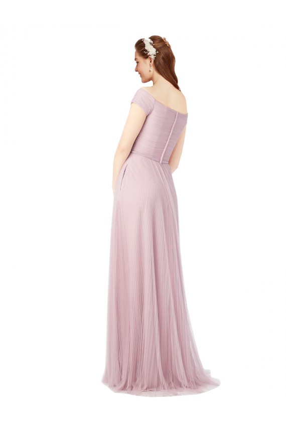Achat Trapèze Épaule Dénudée Tulle Longue Robes demoiselle d'honneur