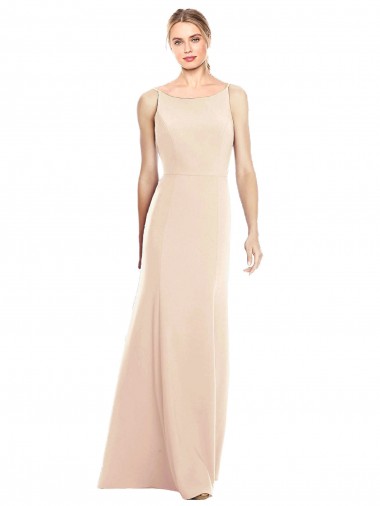 Achat Trompette Bateau Crêpe Stretch Longue Robes demoiselle d'honneur / Robes de bal