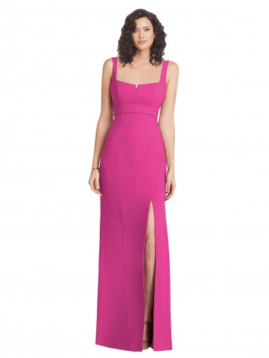 Achat Trompette Col Carré Crêpe Stretch Longue Robes demoiselle d'honneur / Robes de bal