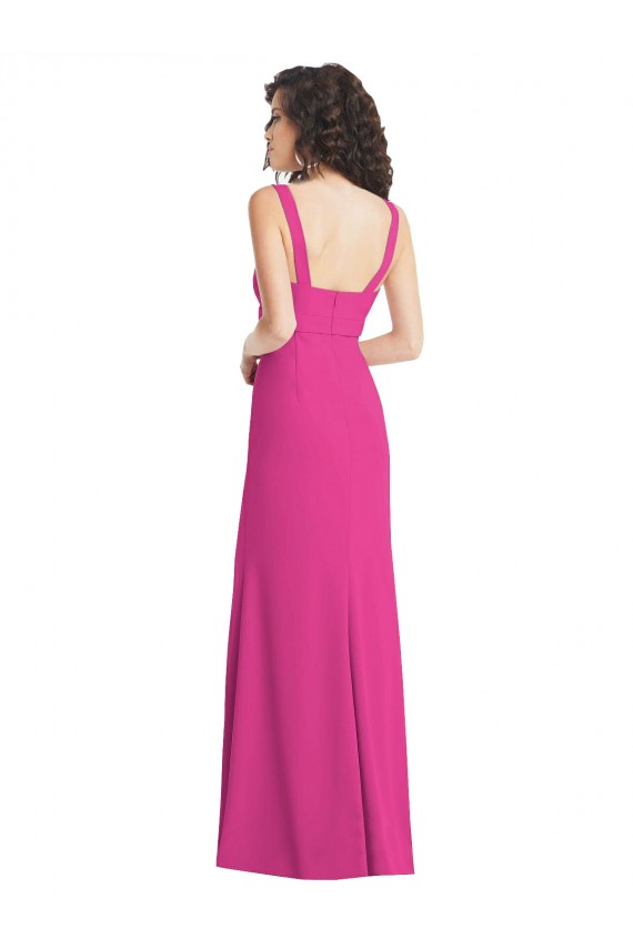 Achat Trompette Col Carré Crêpe Stretch Longue Robes demoiselle d'honneur / Robes de bal