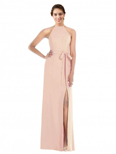 Achat Trompette Licou Crêpe Stretch Longue Formelles Robes demoiselle d'honneur / Robes de soirée / Robes de bal