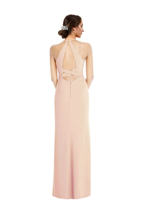 Achat Trompette Licou Crêpe Stretch Longue Formelles Robes demoiselle d'honneur / Robes de soirée / Robes de bal