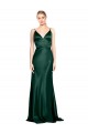 Achat Vert Chasseur Fourreau Bretelles spaghetti Col V Satiné Stretch Longue Formelles Robes demoiselle d'honneur / Robes de soirée / Robes de bal