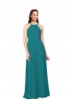 Achat Vert Chasseur Fourreau Col Haut Mousseline Longue Robes demoiselle d'honneur