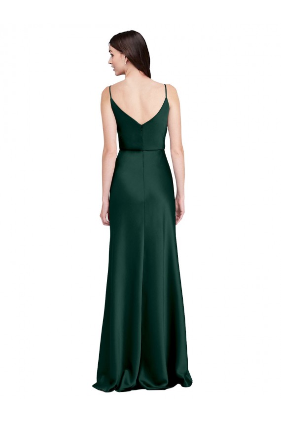 Achat Vert Chasseur Fourreau Satiné Stretch Longue Formelles Robes demoiselle d'honneur / Robes de soirée / Robes de bal
