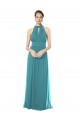 Achat Vert Chasseur Trapèze Licou Mousseline Longue Robes demoiselle d'honneur