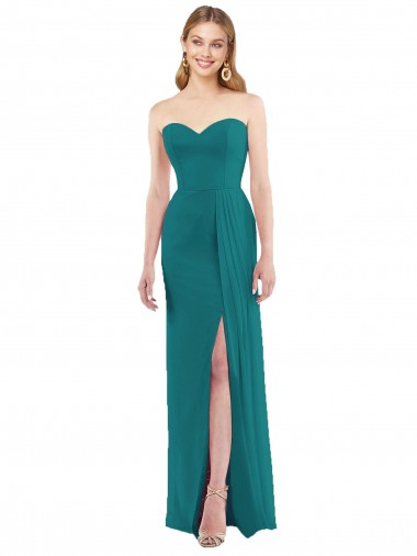 Achat Vert Chasseur Trompette Sans bretelle Mousseline Longue Robes demoiselle d'honneur