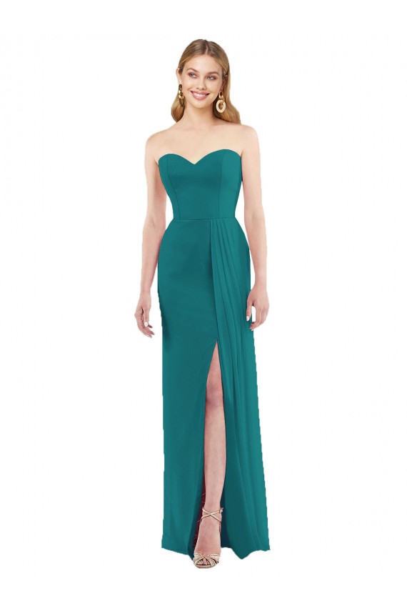 Achat Vert Chasseur Trompette Sans bretelle Mousseline Longue Robes demoiselle d'honneur