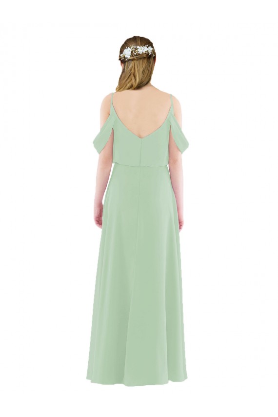 Achat Vert Sauge Fourreau Épaule Dénudée Mousseline Longue Robes demoiselle d'honneur