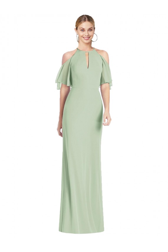 Achat Vert Sauge Sirène Licou Mousseline Longue Robes demoiselle d'honneur