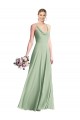 Achat Vert Sauge Trapèze Bretelles spaghetti Mousseline Longue Robes demoiselle d'honneur