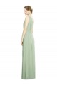 Achat Vert Sauge Trapèze Col V Mousseline Longue Robes demoiselle d'honneur