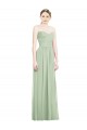 Achat Vert Sauge Trapèze Sans bretelle Mousseline Longue Robes demoiselle d'honneur