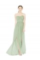 Achat Vert Sauge Trapèze Sans bretelle Mousseline Longue Robes demoiselle d'honneur