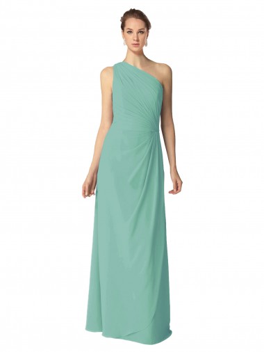 Achat Vert de jade Trapèze Mousseline Longue Robes demoiselle d'honneur