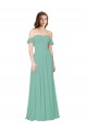 Achat Vert de jade Trapèze Épaule Dénudée Mousseline Longue Robes demoiselle d'honneur
