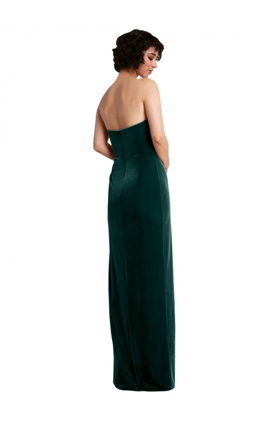 Achat Vert foncé Fourreau Sans bretelle Velours Stretch Longue Formelles Robes demoiselle d'honneur / Robes de soirée / Robes de bal