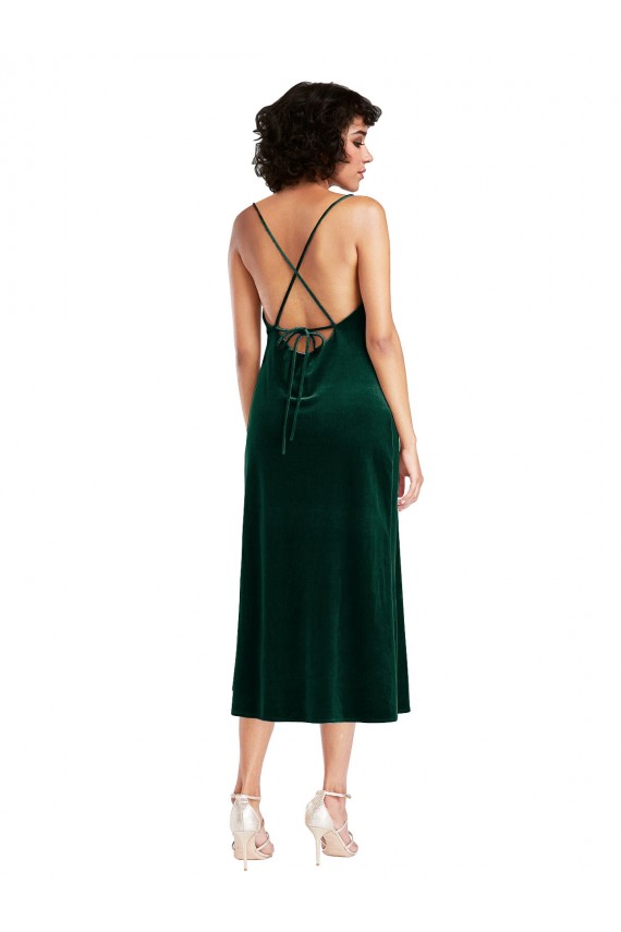 Achat Vert foncé Fourreau midi Velours Stretch Courte Robes demoiselle d'honneur / Robes de soirée / Robes de cocktail