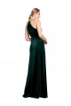 Achat Vert foncé Trapèze Bretelles spaghetti Col bijou Velours Stretch Longue Robes demoiselle d'honneur / Robes de bal