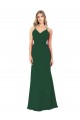 Achat Vert foncé Trapèze Col V Mousseline Longue Robes demoiselle d'honneur