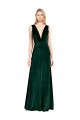 Achat Vert foncé Trapèze Col V Velours Stretch Longue Formelles Robes demoiselle d'honneur / Robes de soirée / Robes de bal