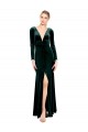 Achat Vert foncé Trapèze Col V Velours Stretch Longue Robes demoiselle d'honneur / Robes de bal