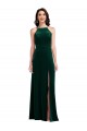 Achat Vert foncé Trapèze Licou Col Haut Velours Stretch Longue Robes demoiselle d'honneur / Robes de bal