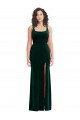 Achat Vert foncé Trompette Col Carré Velours Stretch Longue Robes demoiselle d'honneur / Robes de bal