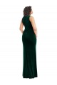 Achat Vert foncé Trompette Col Carré Velours Stretch Longue Robes demoiselle d'honneur / Robes de bal