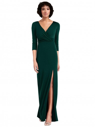 Achat Vert foncé Trompette Col V Spandex Longue Formelles Robes demoiselle d'honneur / Robes de soirée / Robes de bal