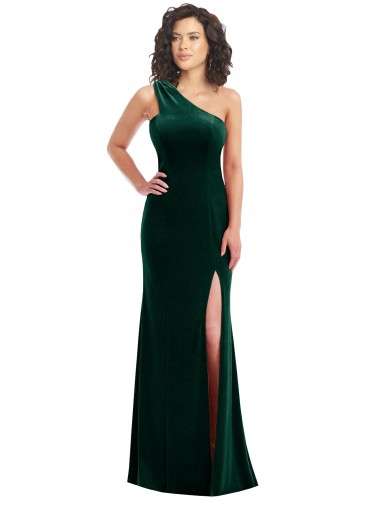 Achat Vert foncé Trompette Velours Stretch Longue Robes demoiselle d'honneur / Robes de bal