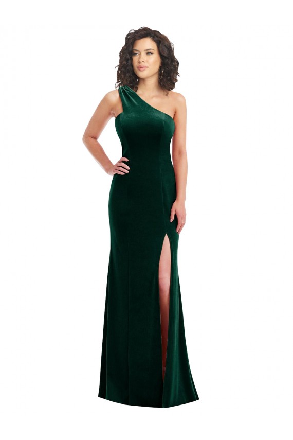 Achat Vert foncé Trompette Velours Stretch Longue Robes demoiselle d'honneur / Robes de bal