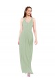 Achat Vert fumée Fourreau Col V Mousseline Longue Robes demoiselle d'honneur