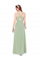 Achat Vert fumée Fourreau Col V Mousseline Longue Robes demoiselle d'honneur