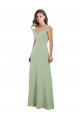 Achat Vert fumée Trapèze Mousseline Longue Robes demoiselle d'honneur
